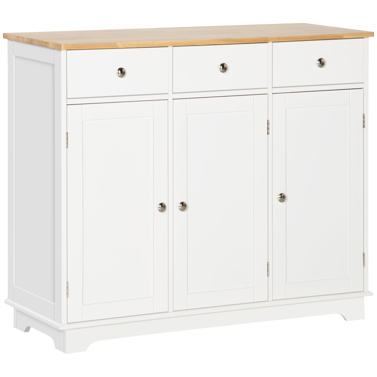 Totoro White Sideboard With Natural Top 3 Doors 3 Drawers 3 Shelves