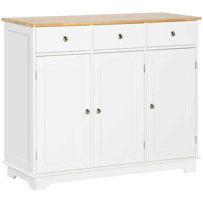 Totoro White Sideboard With Natural Top 3 Doors 3 Drawers 3 Shelves