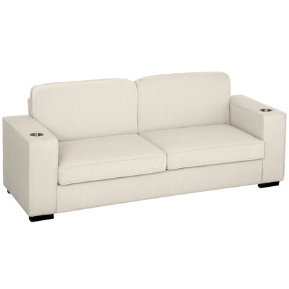 Tocomo Corduroy Cream Upholstered 3 Seater Sofa