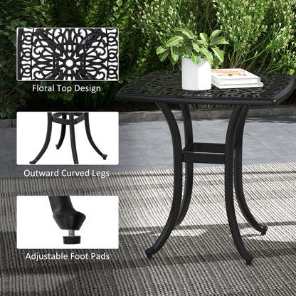 Dodo Cast Aluminium Black Square Outdoor Bistro Table With Umbrella Hole