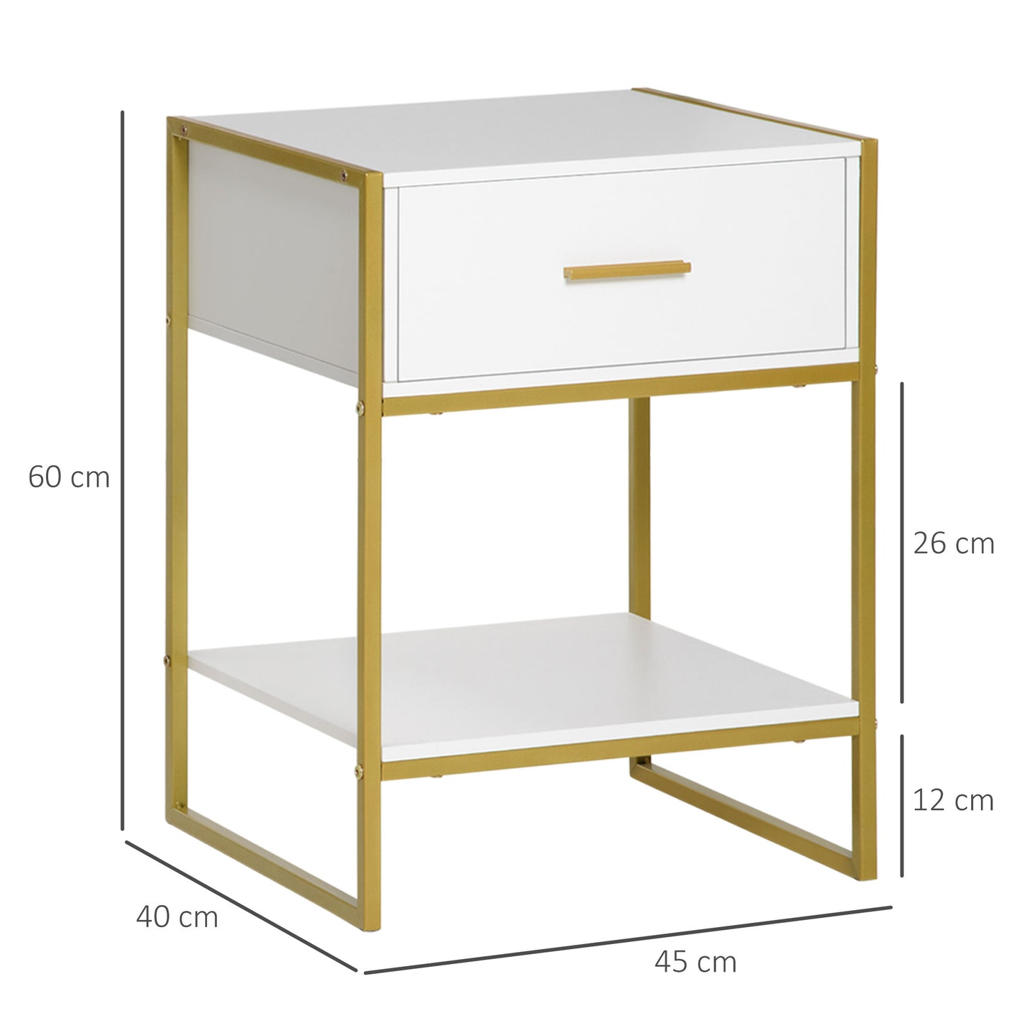 Fimase Set Of 2 Wooden White Bedside Tables With Drawer And Shelf