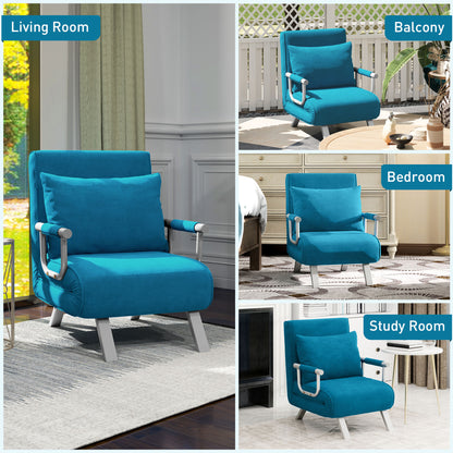 Neyo Faux Suede Blue 4 In One Convertible Chair Bed