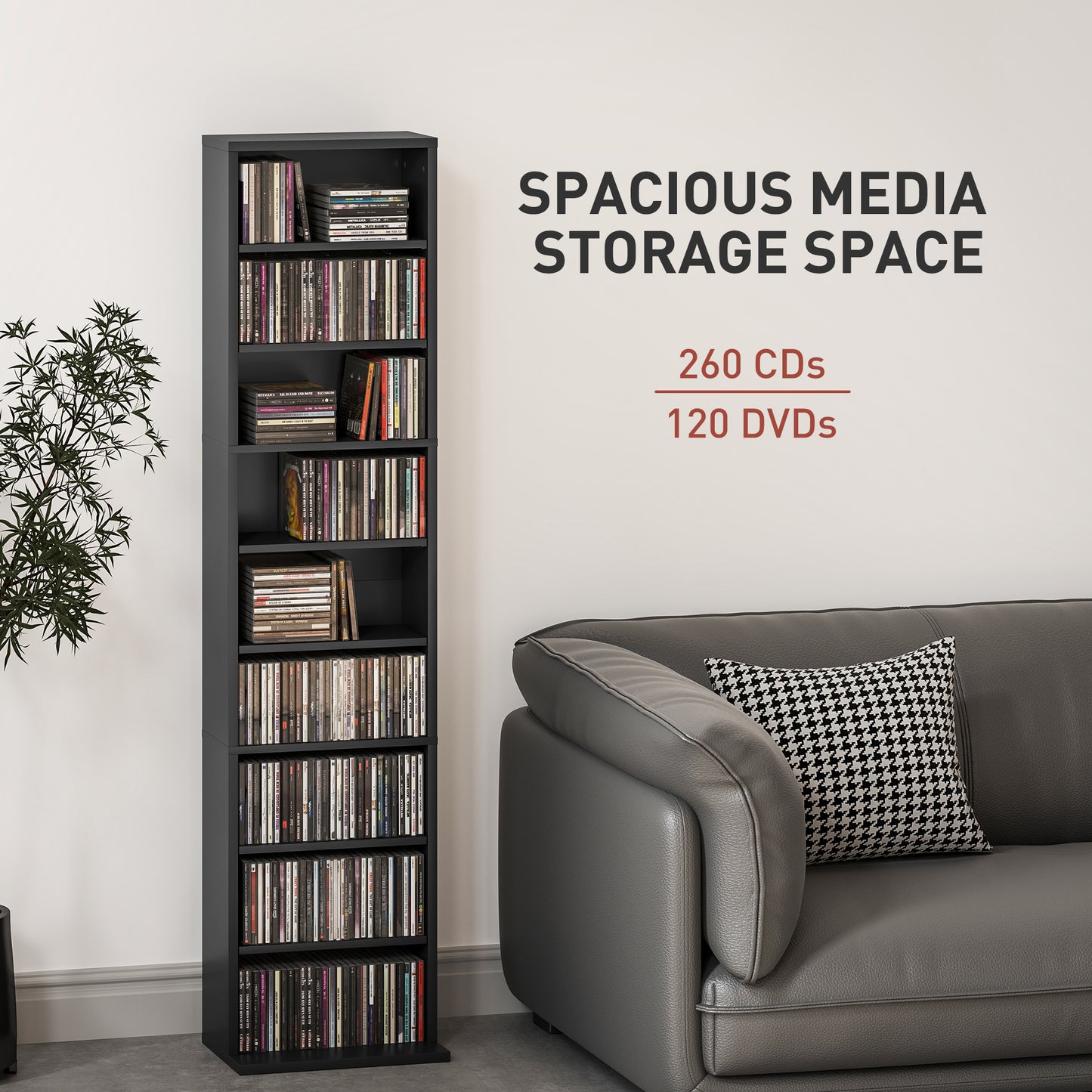 Veka Wood Black Narrow CD Storage Unit With 260 Disc Capacity