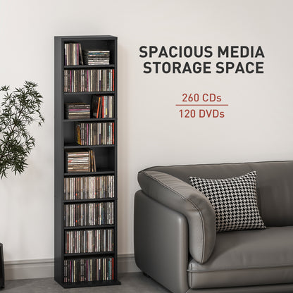 Veka Wood Black Narrow CD Storage Unit With 260 Disc Capacity