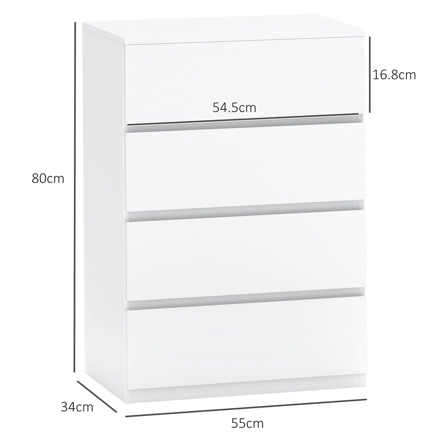 Lanodo Wooden Neutral Finish 4 Drawer Modern Storage Chest