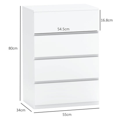 Lanodo Wooden Neutral Finish 4 Drawer Modern Storage Chest