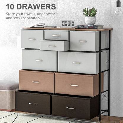 Sare Metal And Fabric Multicolour 10 Drawer Storage Dresser With Foldable Drawers And Steel Frame