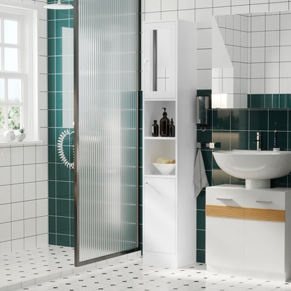 Sokana Tall Bathroom Storage Cabinet With Mirror And Adjustable Shelving Freestanding White