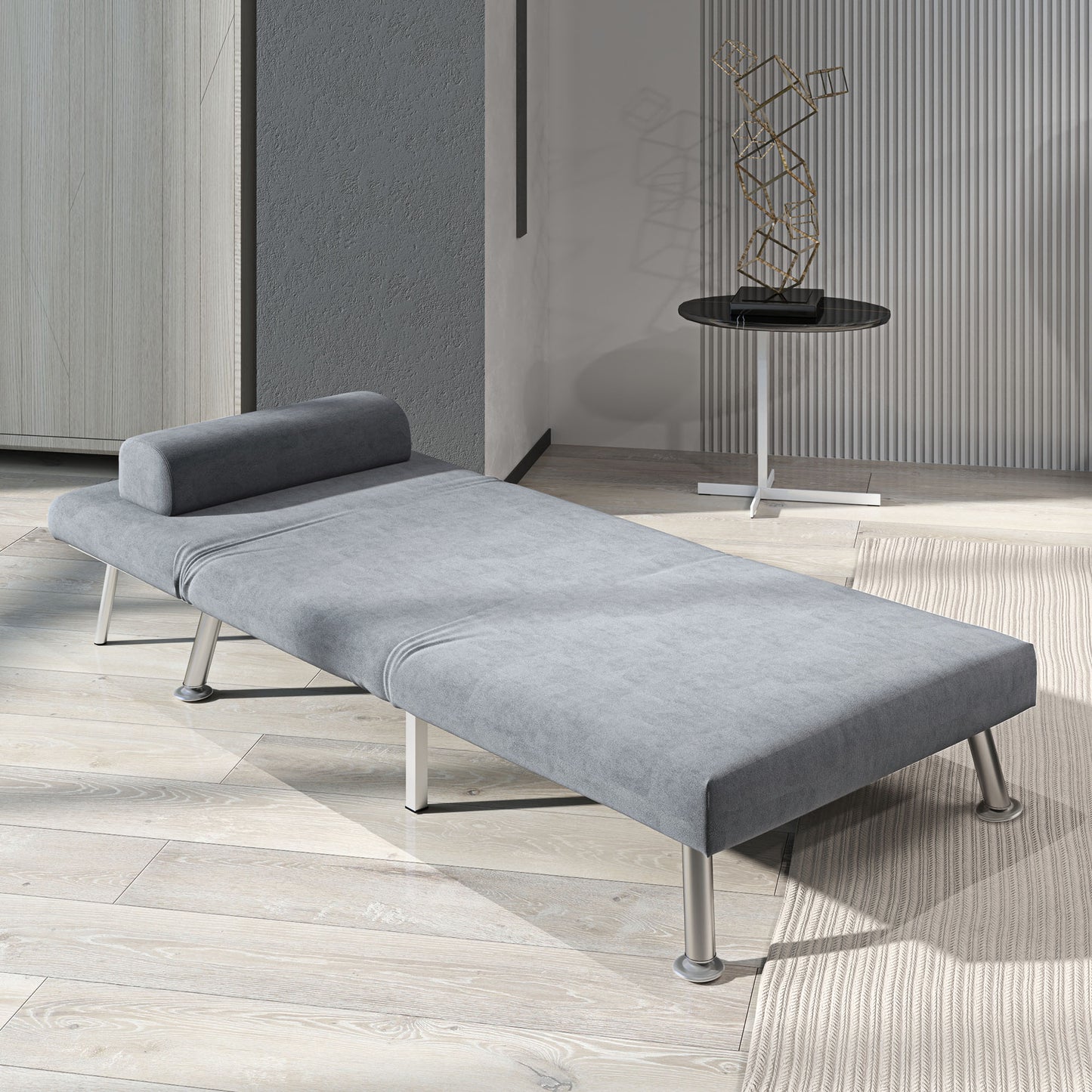 Noso Velvet Grey Single Sleeper Chair