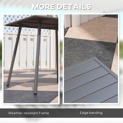 Ledisu 80cm Steel Grey Square Outdoor Dining Table With Slatted Top For 4