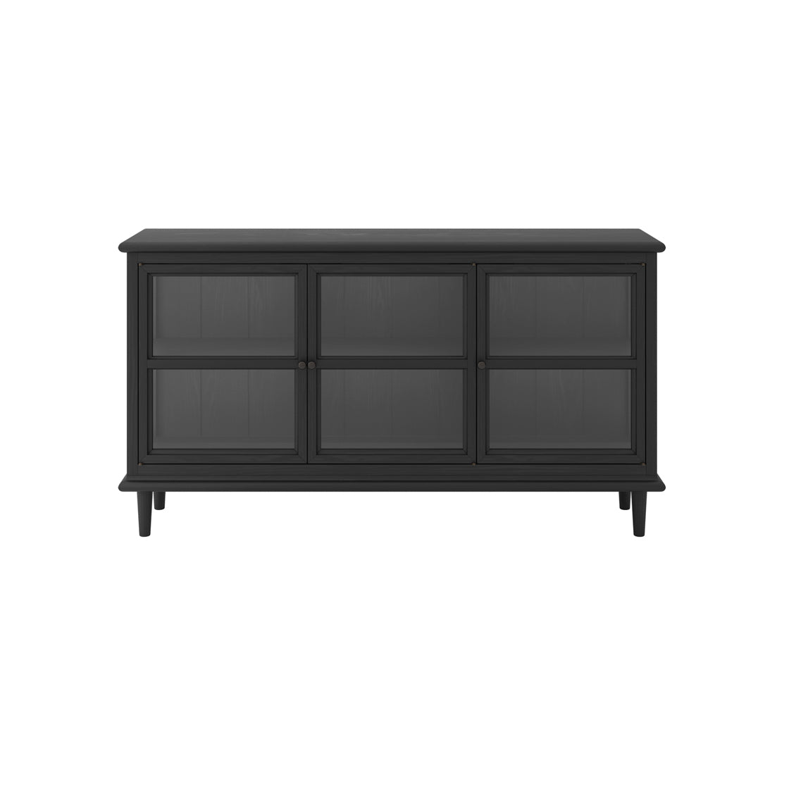 Honley Black Wood 3 Glass Door Sideboard