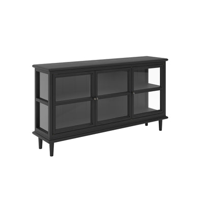 Honley Black Wood 3 Glass Door Sideboard