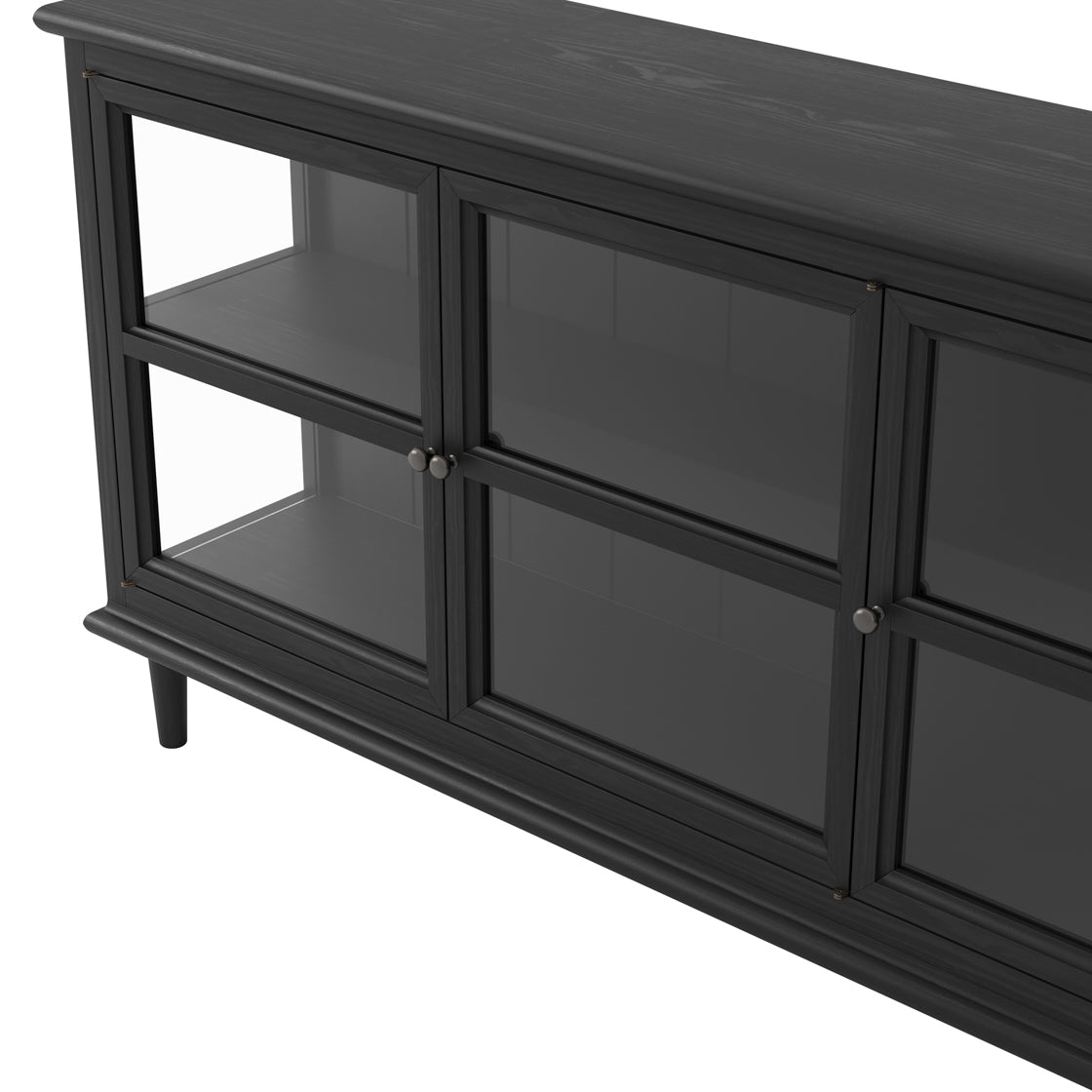 Honley Black Wood 3 Glass Door Sideboard