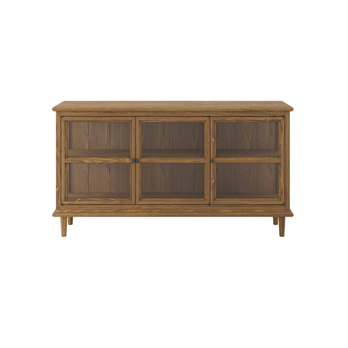 Honley Dark Brown Wood 3 Glass Door Sideboard