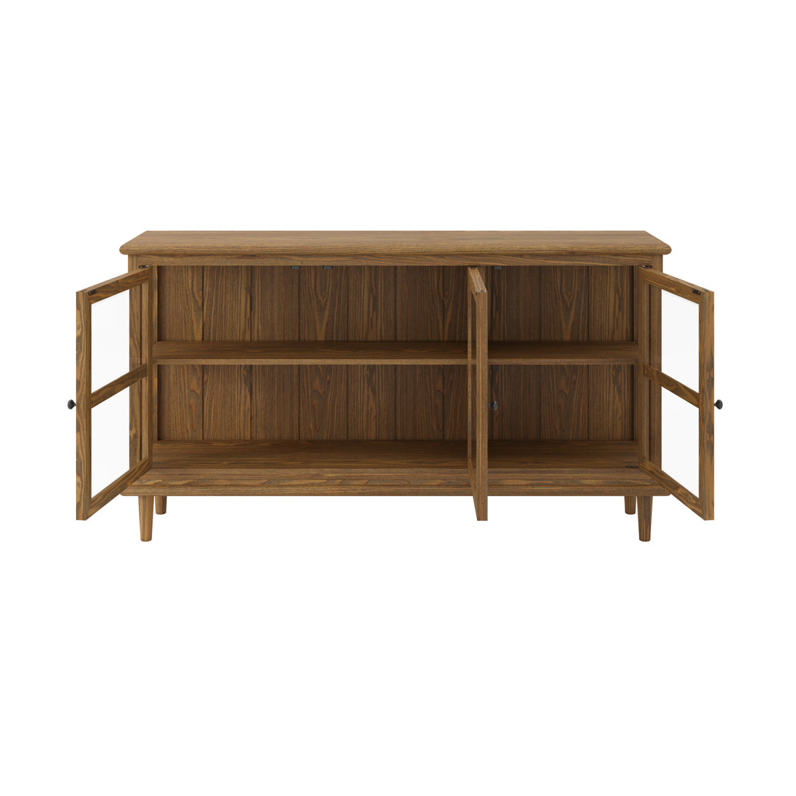 Honley Dark Brown Wood 3 Glass Door Sideboard
