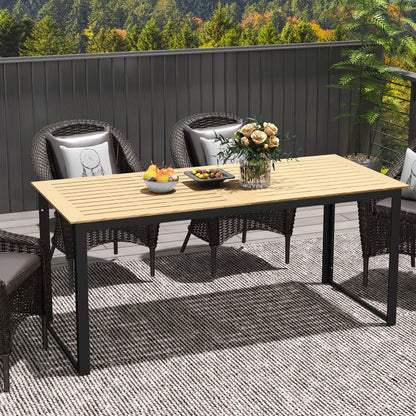 Noke Teak 175cm 6 Seater Effect Rectangular Outdoor Dining Table With Slatted Top