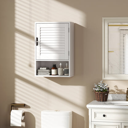 Zidi Rolette Wall Mounted Bathroom Storage Cabinet With Adjustable Shelves White 40 x 20 x 60cm