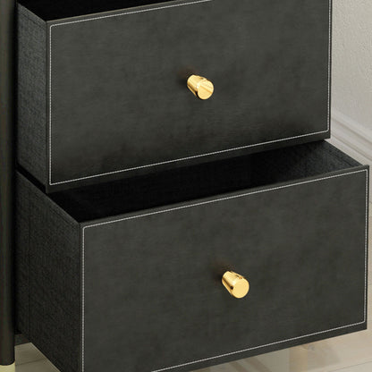Ditari Faux Leather Black 3 Drawer Front Panel Storage Chest