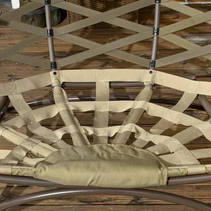 Vere Woven Rattan Khaki 2 Seater Folding Egg Chair With Cushions And Cup Holders