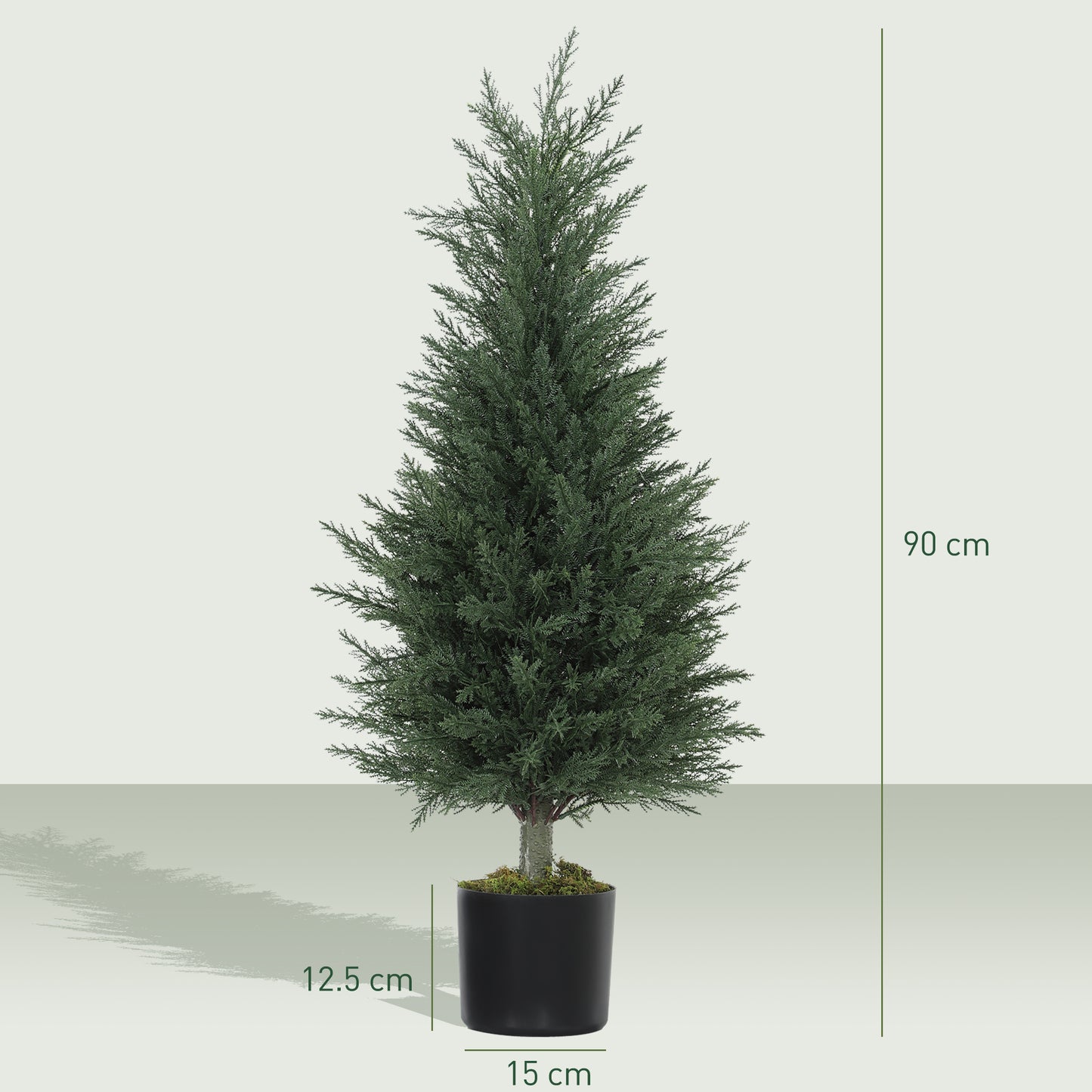 Lusa Set Of 2 Outdoor Artificial Cypress Trees H8 90cm With UV Resistant Finish