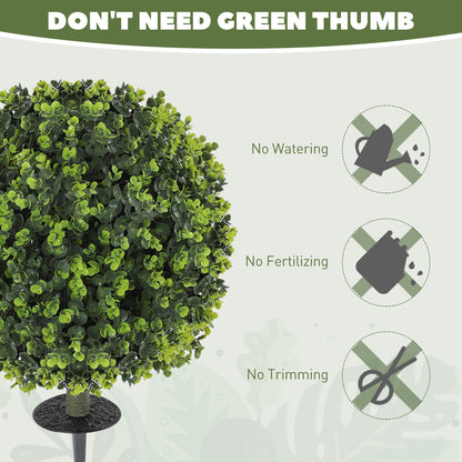 Kevaco Set Of 2 Artificial Boxwood Ball Bushes With Ground Stakes For Garden And Balcony Use 40cm
