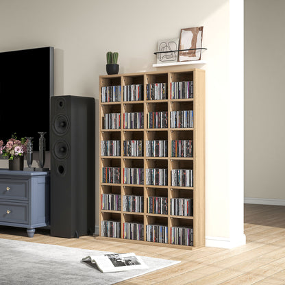 Sufato Wood Natural Finish Adjustable CD Storage Cabinet 89 x 130.5 cm