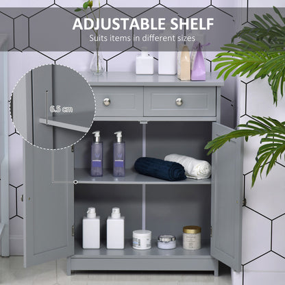 Letare Freestanding Bathroom Storage Cabinet With 2 Drawers And Cupboard Traditional Grey Finish 75x60cm