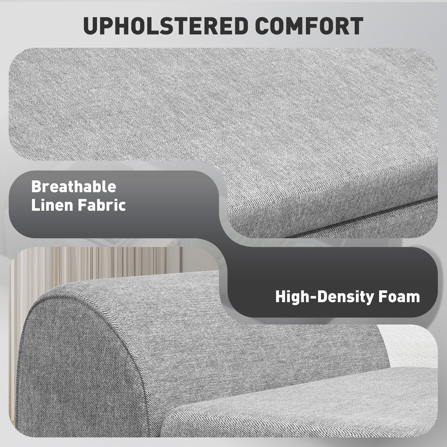 Nesama Linen Grey Storage Bench With Armrest