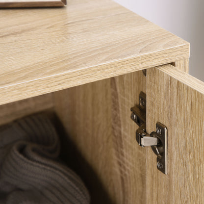 Mizi Liri Natural Oak Wood 2 Tier Storage Cabinet With Chevron Pattern