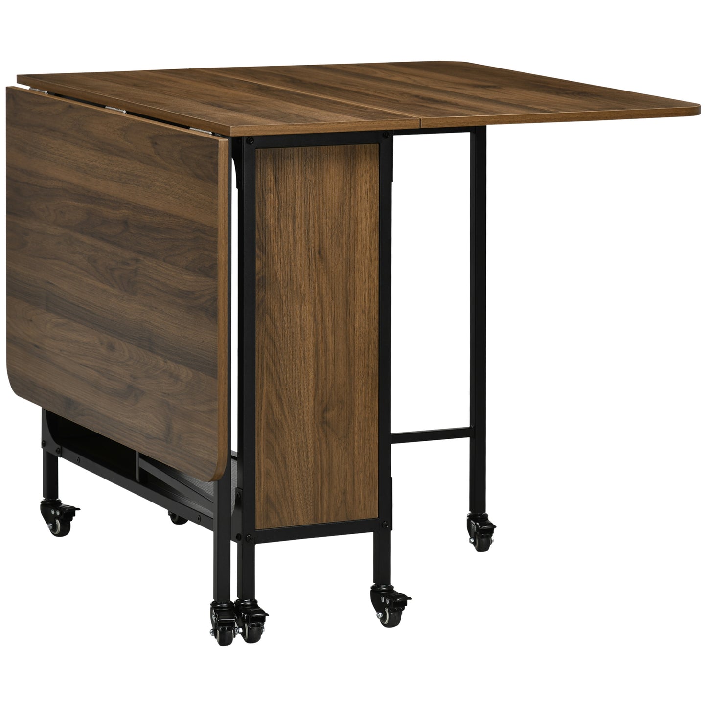 Suzito Wooden Brown And Black Drop Leaf Dining Table Seating 6