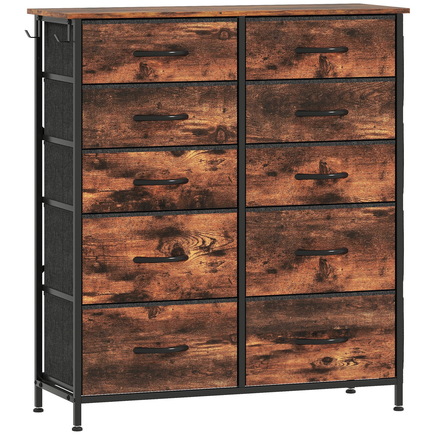 Nalima Fabric And Metal Rustic Brown 10 Drawer Storage Chest