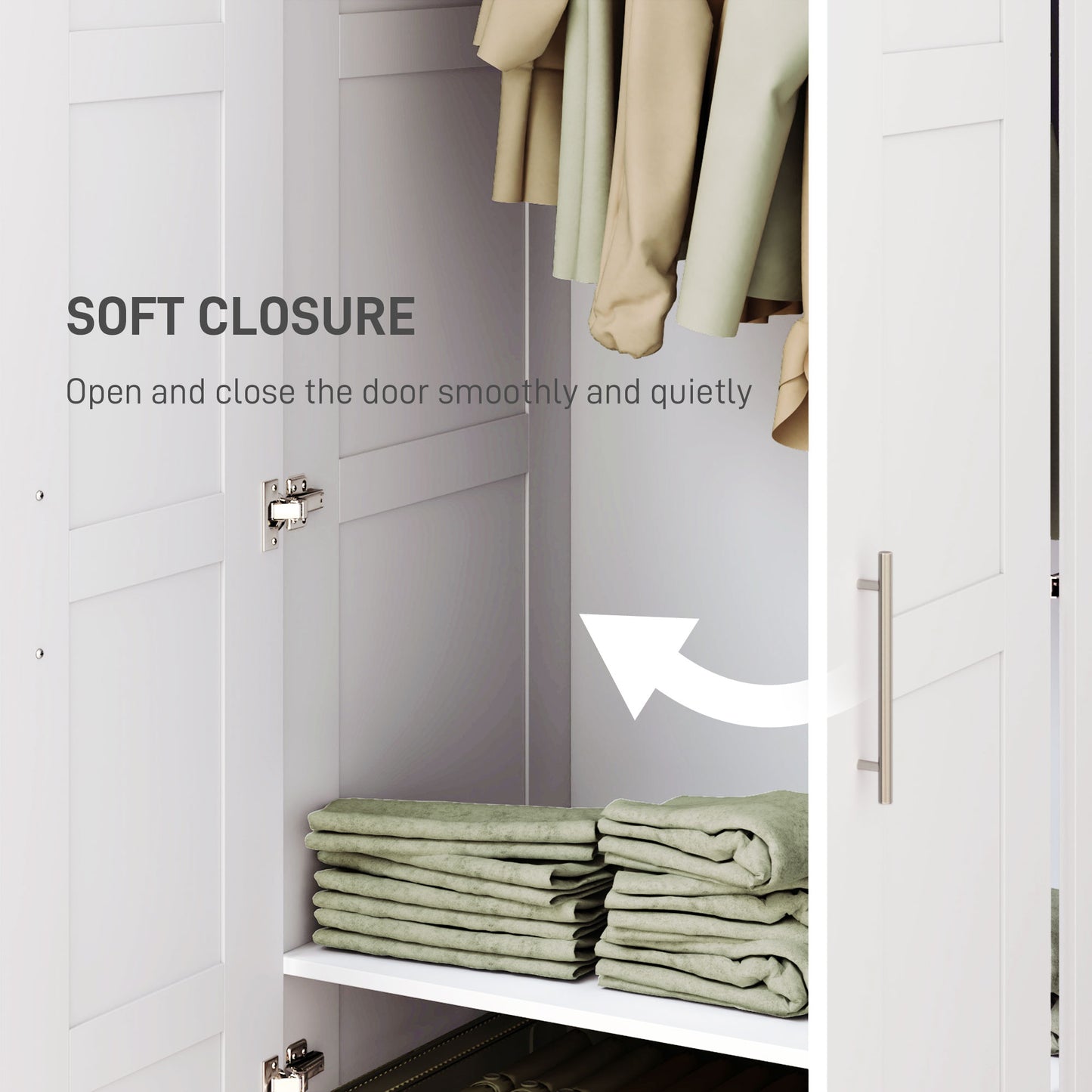 Coravello Wooden White 2 Door Wardrobe With Hanging Rail and Shelf