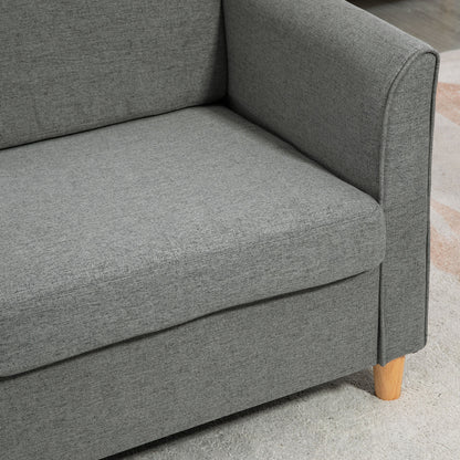 Loveka Fabric Grey Compact 2 Seater Sofa With Wooden Legs And Armrests