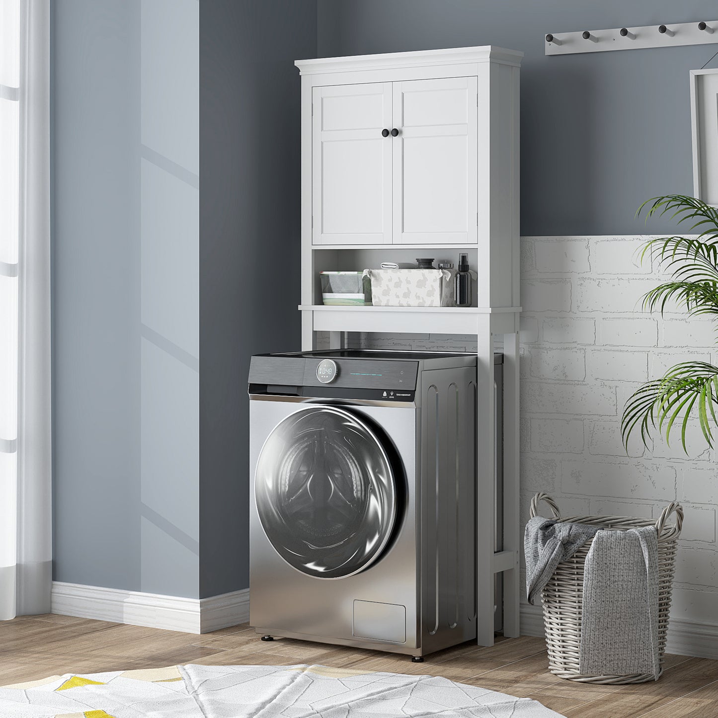 Nivele Over Toilet And Appliance Storage Cabinet In White