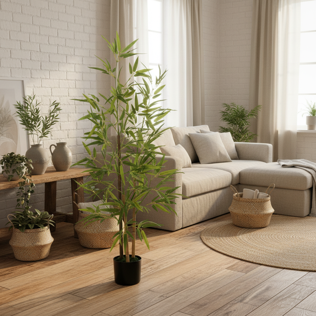 Hanvette Artificial Bamboo Style Tree Supplied In Pot 120cm