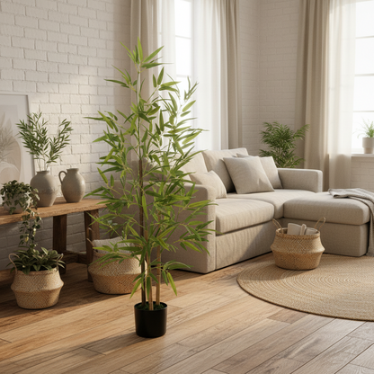 Hanvette Artificial Bamboo Style Tree Supplied In Pot 120cm