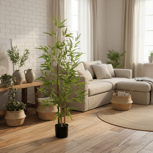 Hanvette Artificial Bamboo Style Tree Supplied In Pot 120cm