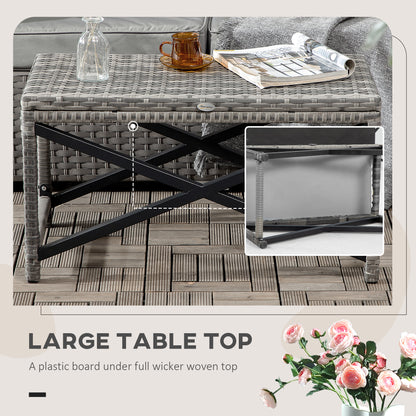 Donori Grey Rattan Outdoor Coffee Table With X Frame with Woven Top