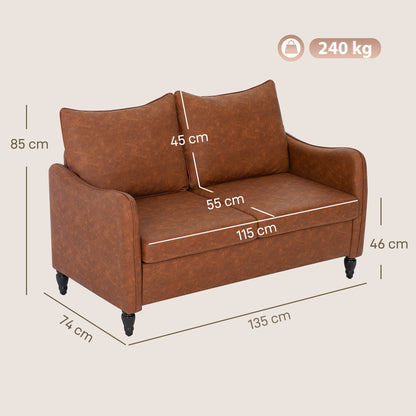 Mipa Brown  Faux Leather Marble Effect 2 Seater Sofa