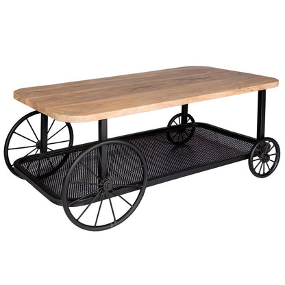 Shanghai Industrial Oak and Black Modern Coffee Table