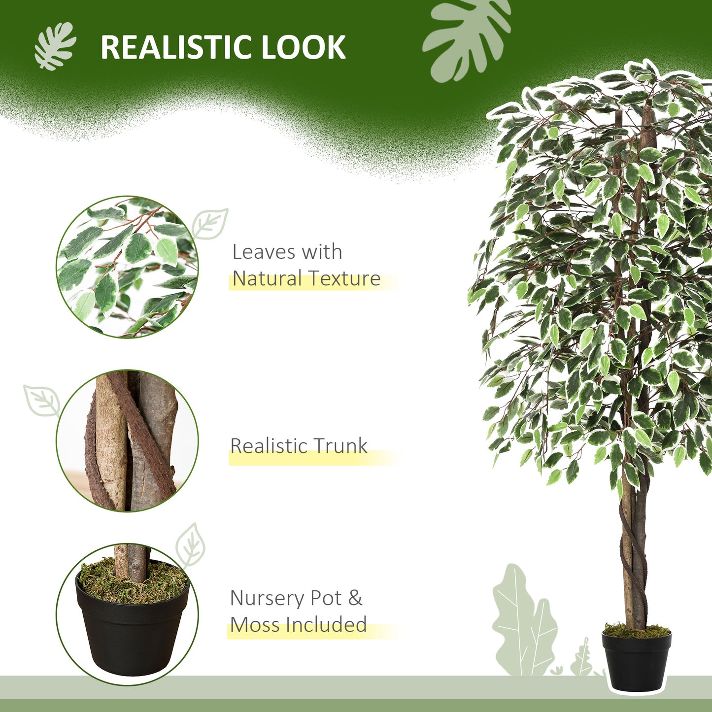 Keco Yona Artificial Indoor Green Plant In Decorative Pot H8 160cm