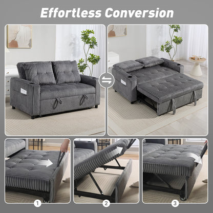 Noripa Dark Grey Corduroy 2 Seater Click Clack Sofa Bed