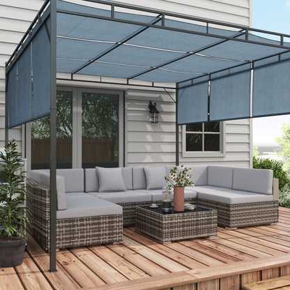 Nalo Elni Grey Rattan  7 Piece Garden Set With Glass Top Table