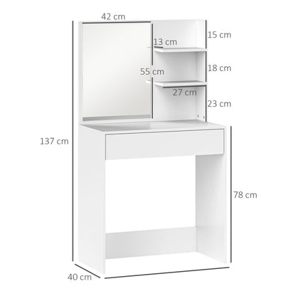 Ketoli White Dressing Table With Mirror And Integrated Storage Compartments