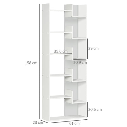 Linoma Wood White 6 Tier Modern Bookcase With 11 OFauxn Shelves