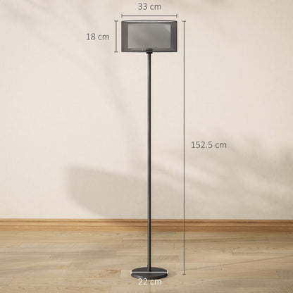 Mira Metal And Fabric Black Minimalist Floor Lamp With Double Layer Shade And Foot Switch
