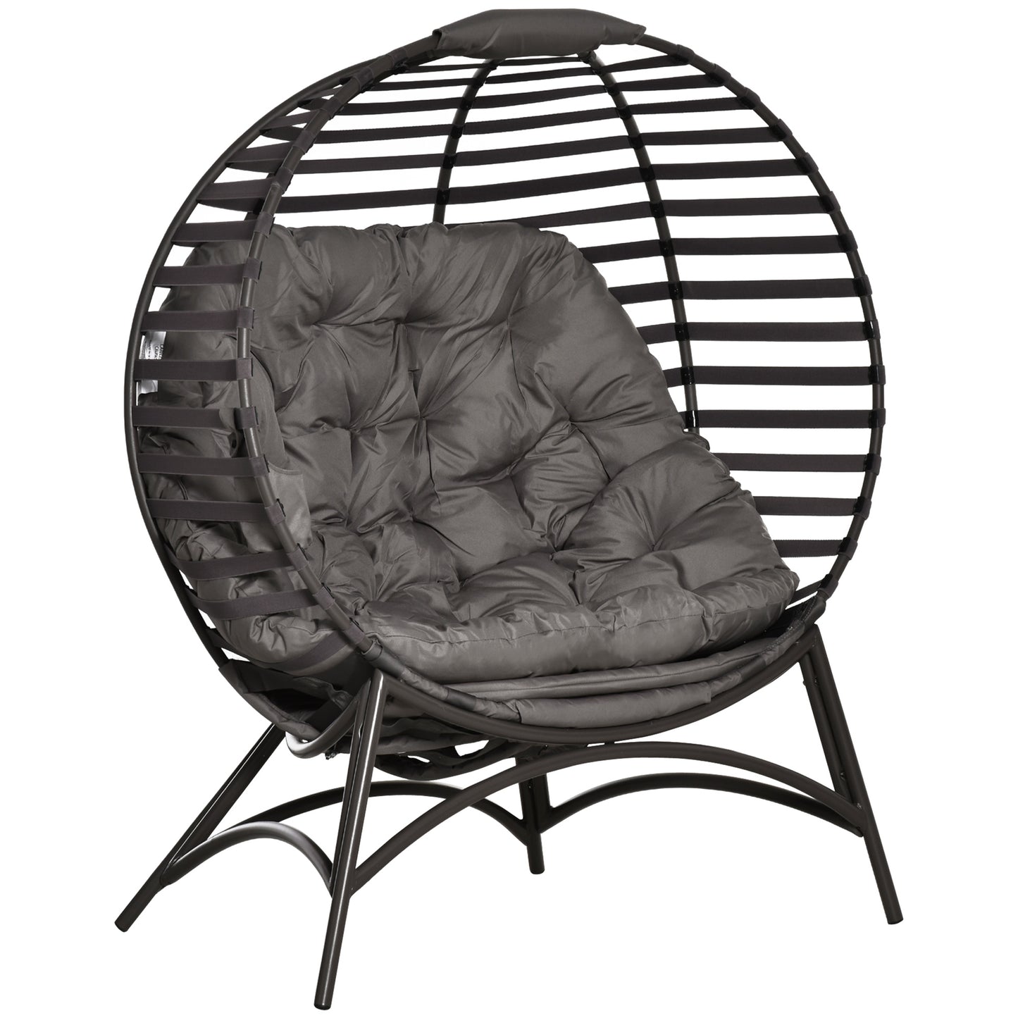 Refito Toma Rattan Brown Egg Chair With Cushions And Side Pocket