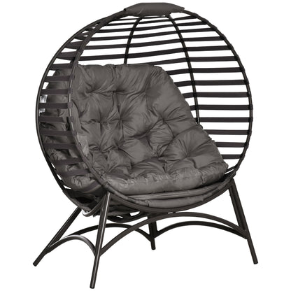 Refito Toma Rattan Brown Egg Chair With Cushions And Side Pocket