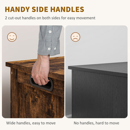 Vesoka Sake Rustic Brown Wooden Storage Chest With Safety Hinges 76 x 40 x 48 cm