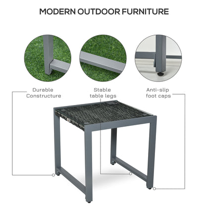 Visano Rattan Outdoor Side Table With Wicker Finish For Patio